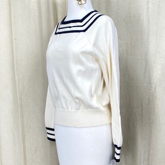 Liz Claiborne Liz Co Pullover Sweater Wmns M Hvy Knit Square Raglan Nautical Vtg - Picture 3 of 12